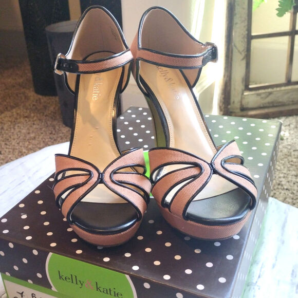 💸$14Kelly & Katie Women's 6.5 M Black Taupe Ankle strap High Heel Davina Style - Picture 1 of 5